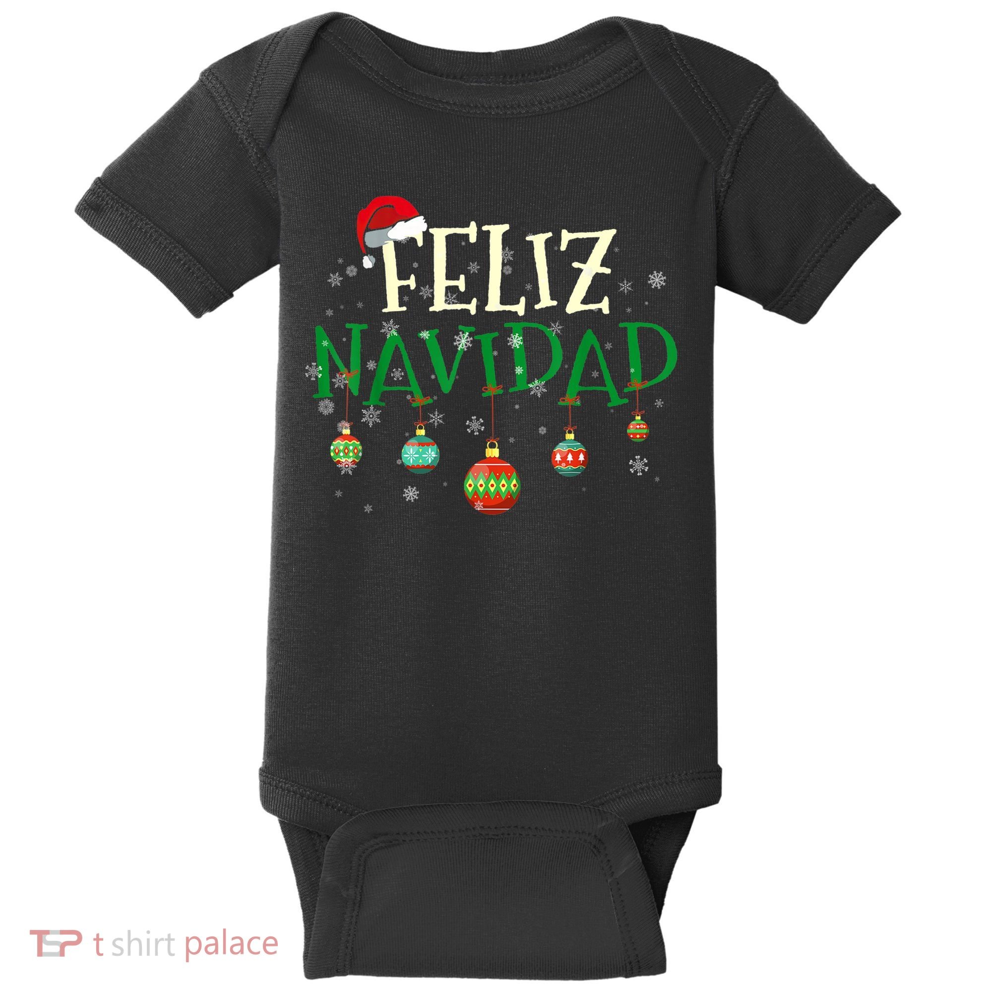 Christmas Feliz Navidad Santa Hat TShirt Baby Bodysuit