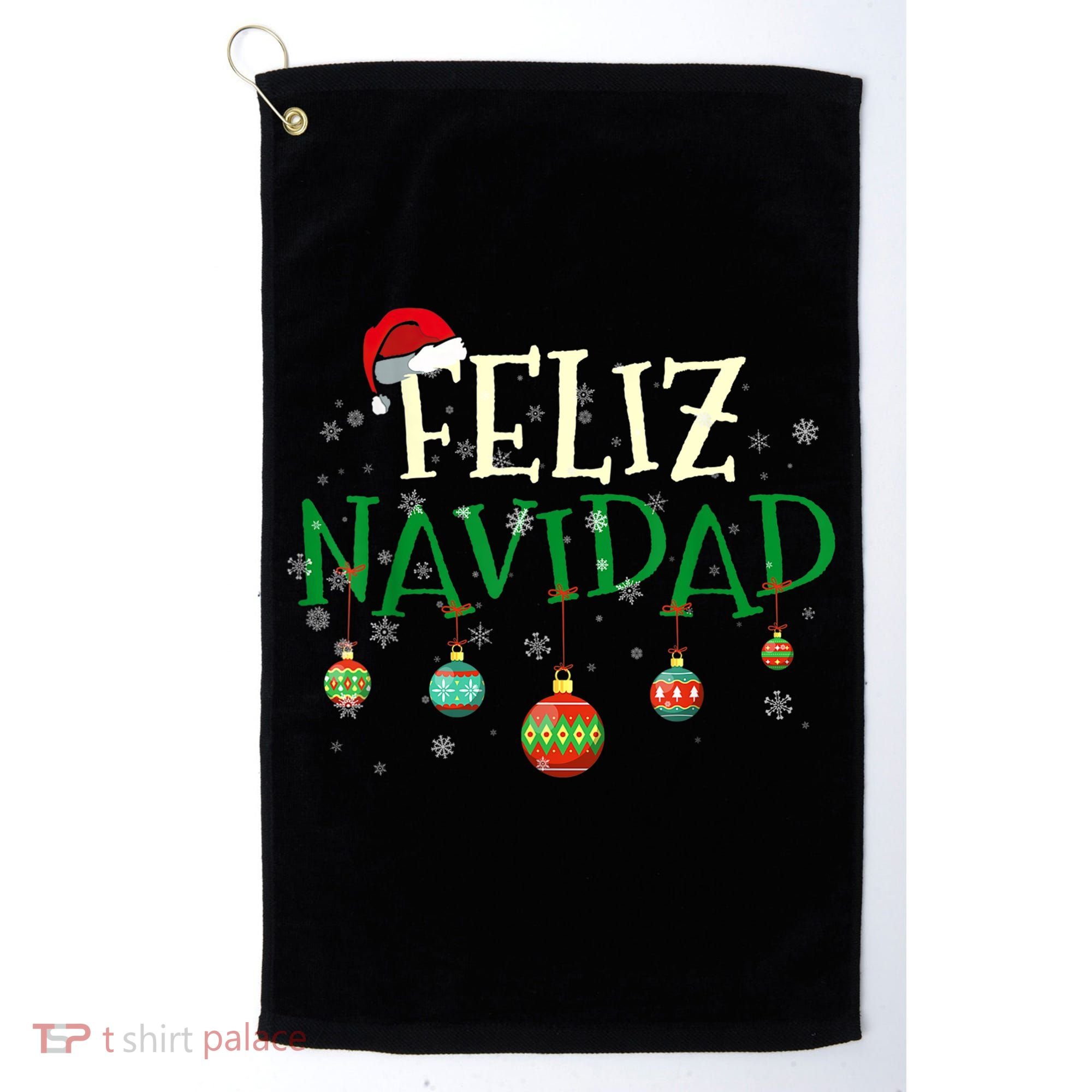 Christmas Feliz Navidad Santa Hat TShirt Golf Towel
