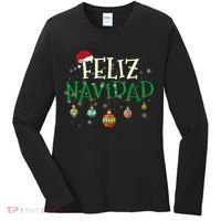 Christmas Feliz Navidad Santa Hat TShirt Women's Long Sleeve Shirt thumb 0