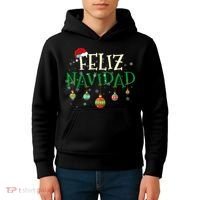 Christmas Feliz Navidad Santa Hat TShirt Kids Hoodie thumb 4