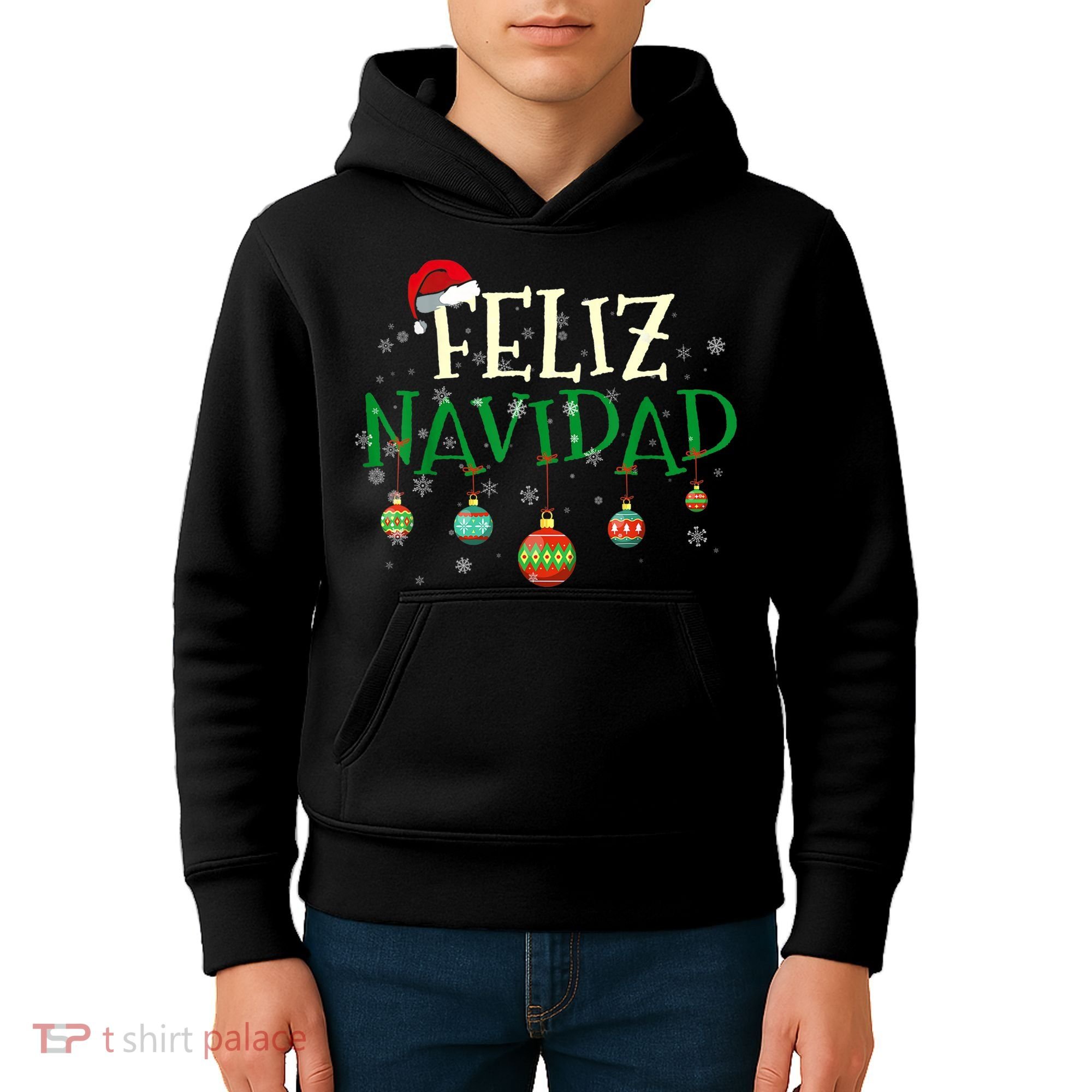 Christmas Feliz Navidad Santa Hat TShirt Kids Hoodie