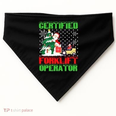 Certified Forklift Operator Christmas Pajamas Driver Xmas USA-Made Doggie Bandana