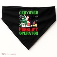 Certified Forklift Operator Christmas Pajamas Driver Xmas USA-Made Doggie Bandana thumb 0