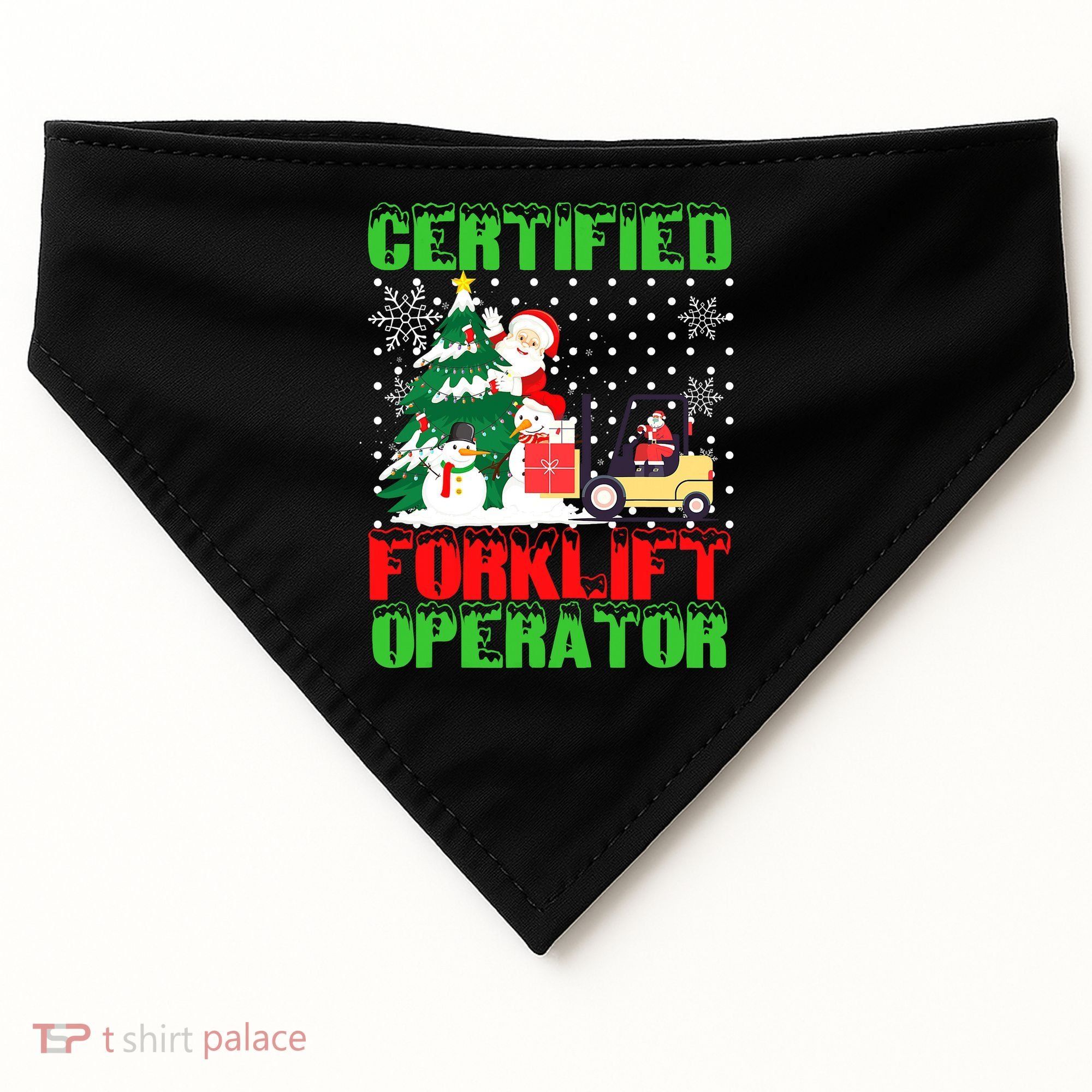 Certified Forklift Operator Christmas Pajamas Driver Xmas USA-Made Doggie Bandana