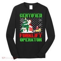 Certified Forklift Operator Christmas Pajamas Driver Xmas Long Sleeve Shirt thumb 0