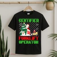 Certified Forklift Operator Christmas Pajamas Driver Xmas T-Shirt thumb 2