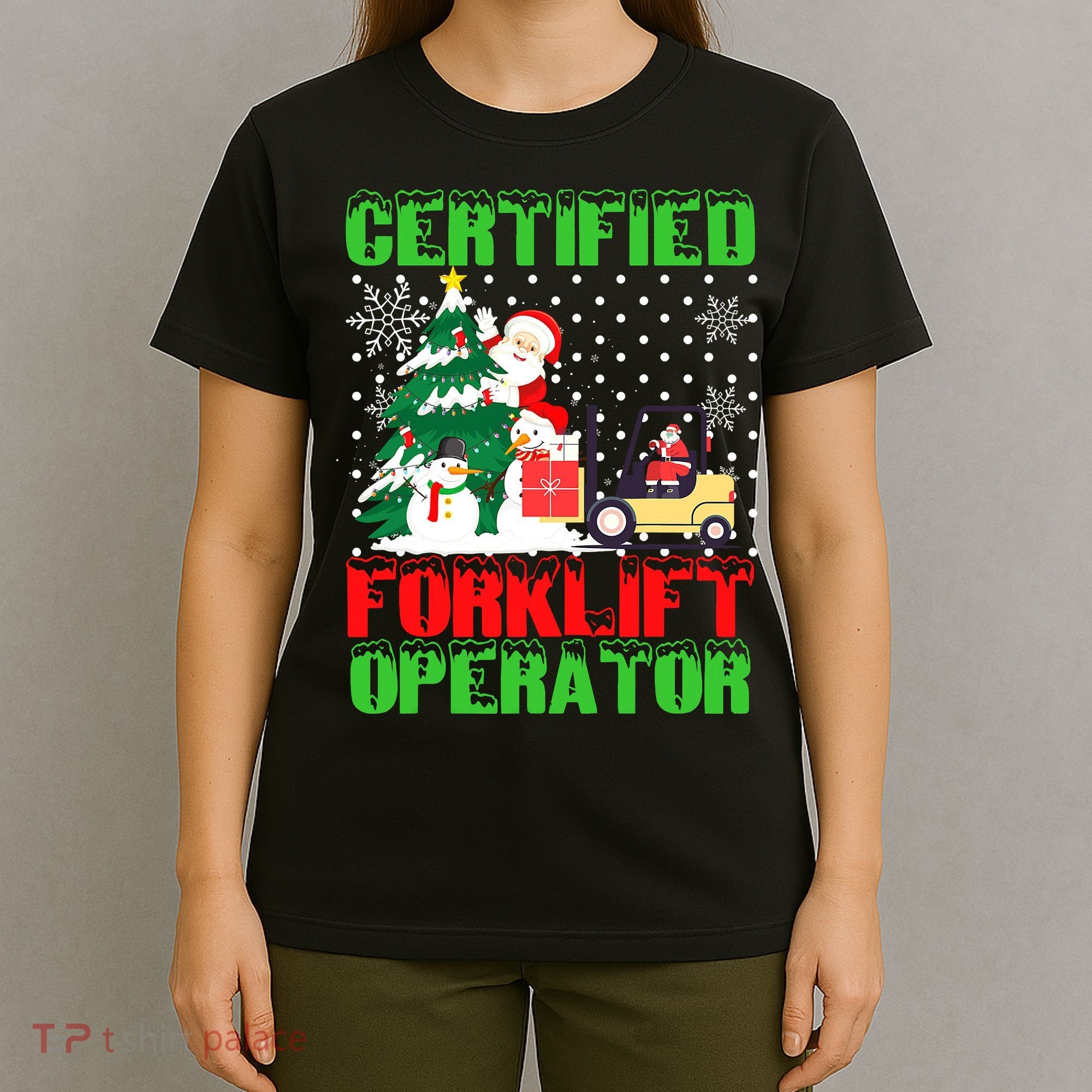Certified Forklift Operator Christmas Pajamas Driver Xmas T-Shirt