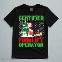 Certified Forklift Operator Christmas Pajamas Driver Xmas T-Shirt thumb 5