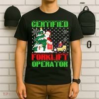 Certified Forklift Operator Christmas Pajamas Driver Xmas T-Shirt thumb 6