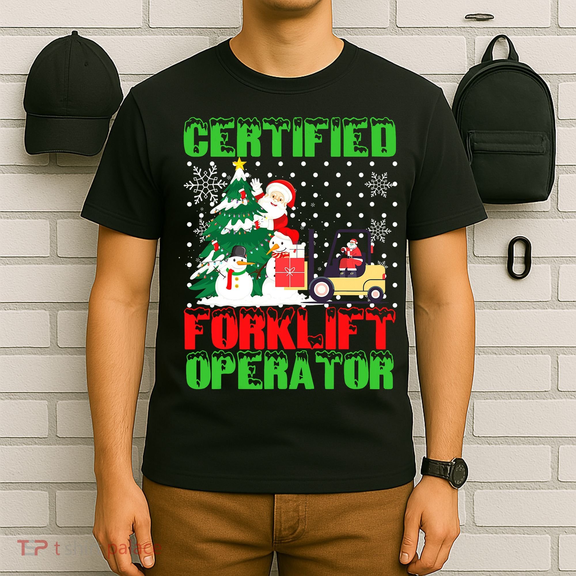 Certified Forklift Operator Christmas Pajamas Driver Xmas T-Shirt