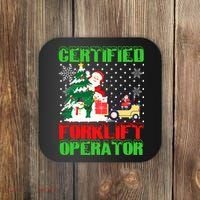 Certified Forklift Operator Christmas Pajamas Driver Xmas Coaster thumb 0