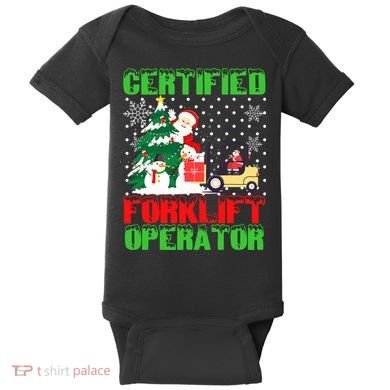 Certified Forklift Operator Christmas Pajamas Driver Xmas Baby Bodysuit