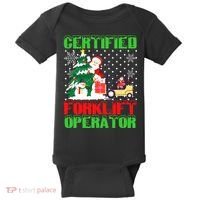 Certified Forklift Operator Christmas Pajamas Driver Xmas Baby Bodysuit thumb 0
