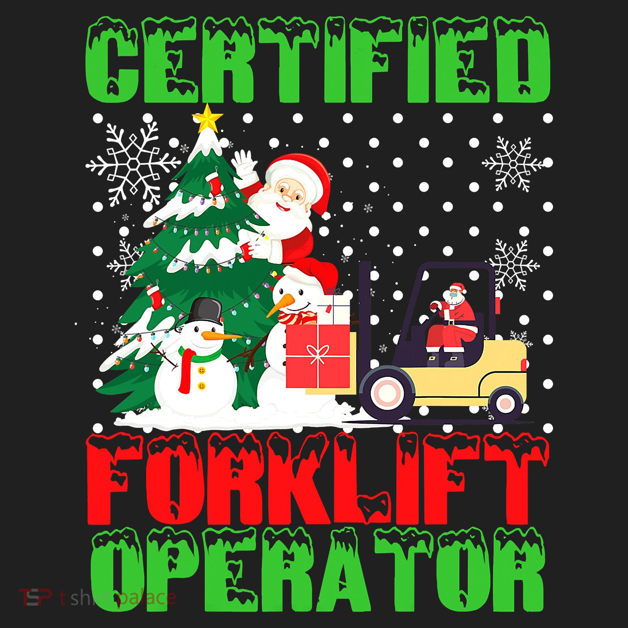 Certified Forklift Operator Christmas Pajamas Driver Xmas Hat