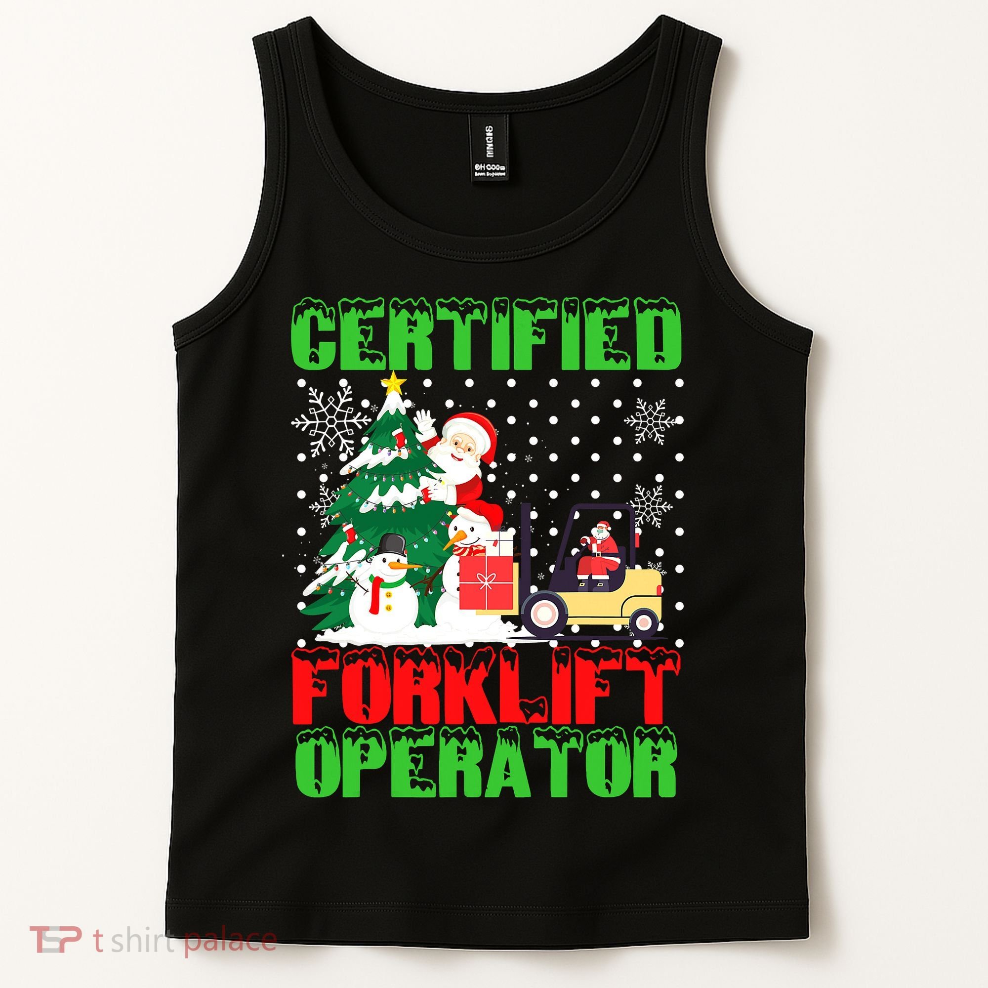 Certified Forklift Operator Christmas Pajamas Driver Xmas Tank Top
