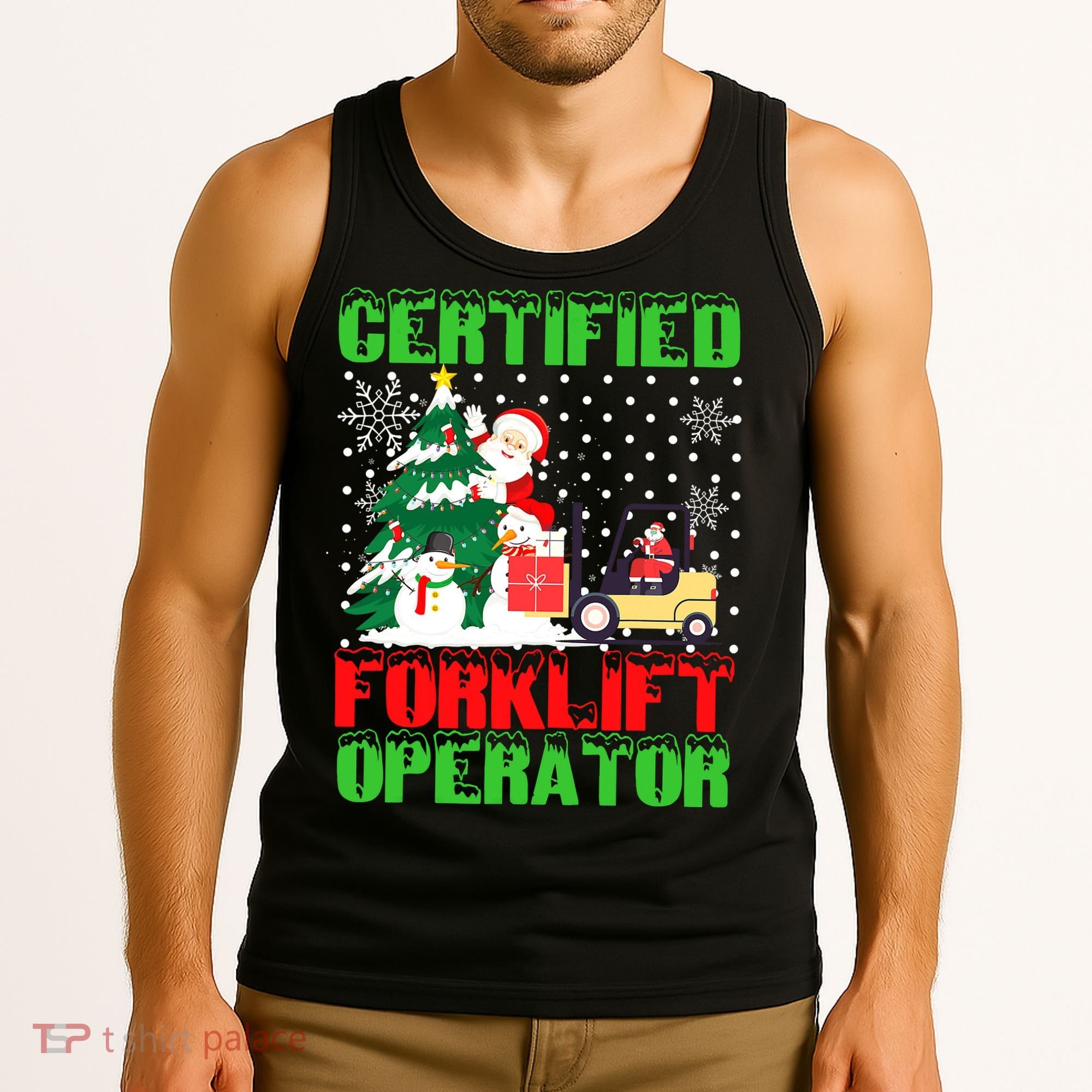 Certified Forklift Operator Christmas Pajamas Driver Xmas Tank Top