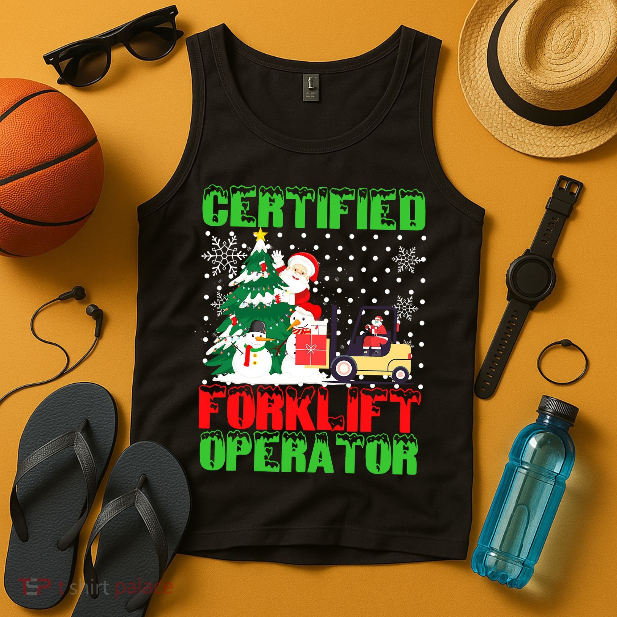 Certified Forklift Operator Christmas Pajamas Driver Xmas Tank Top