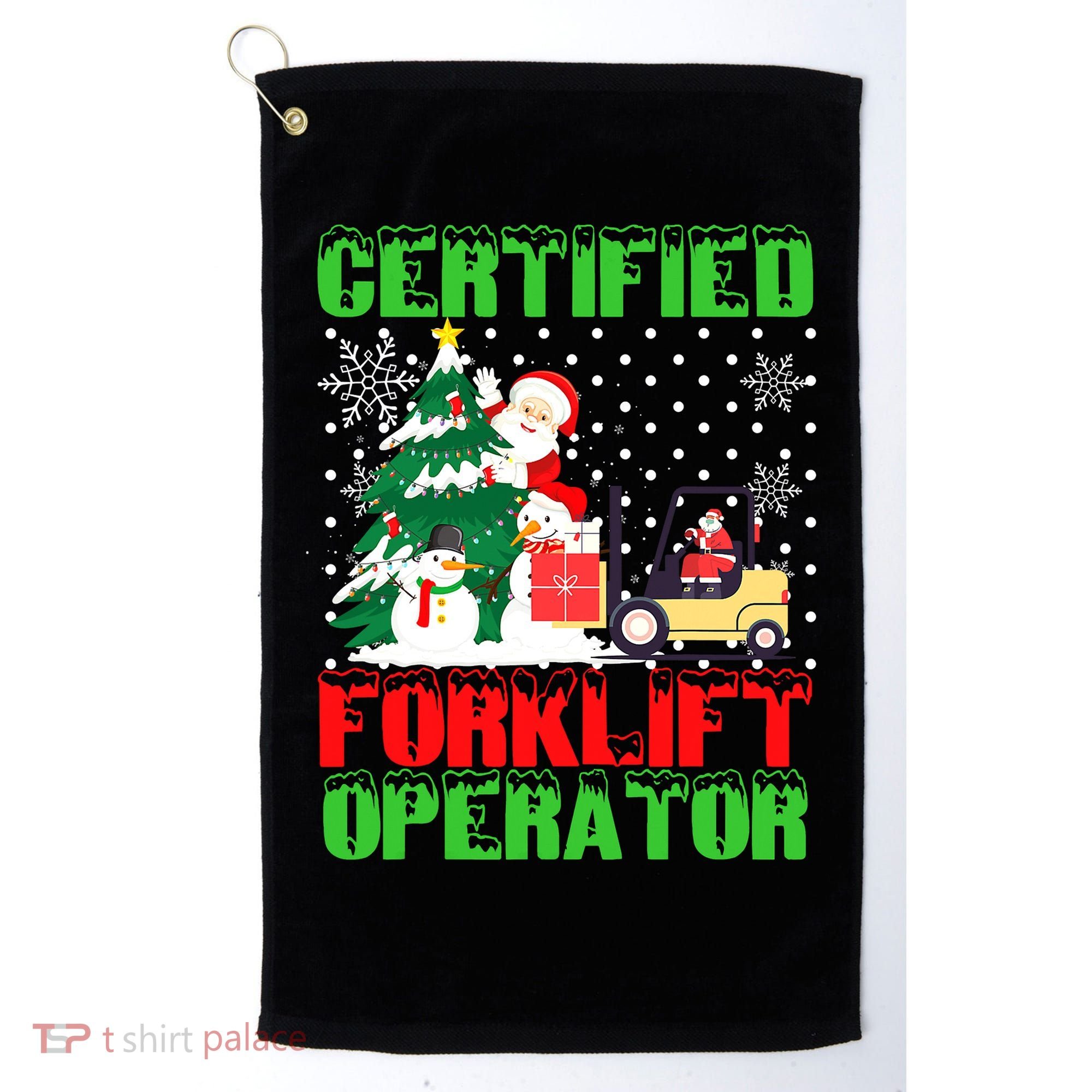 Certified Forklift Operator Christmas Pajamas Driver Xmas Golf Towel