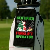 Certified Forklift Operator Christmas Pajamas Driver Xmas Golf Towel thumb 2