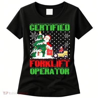 Certified Forklift Operator Christmas Pajamas Driver Xmas Women's T-Shirt