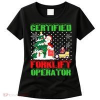 Certified Forklift Operator Christmas Pajamas Driver Xmas Women's T-Shirt thumb 0