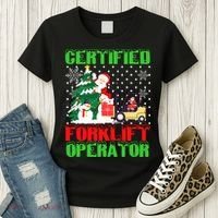 Certified Forklift Operator Christmas Pajamas Driver Xmas Women's T-Shirt thumb 3