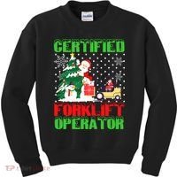 Certified Forklift Operator Christmas Pajamas Driver Xmas Kids Sweatshirt thumb 0