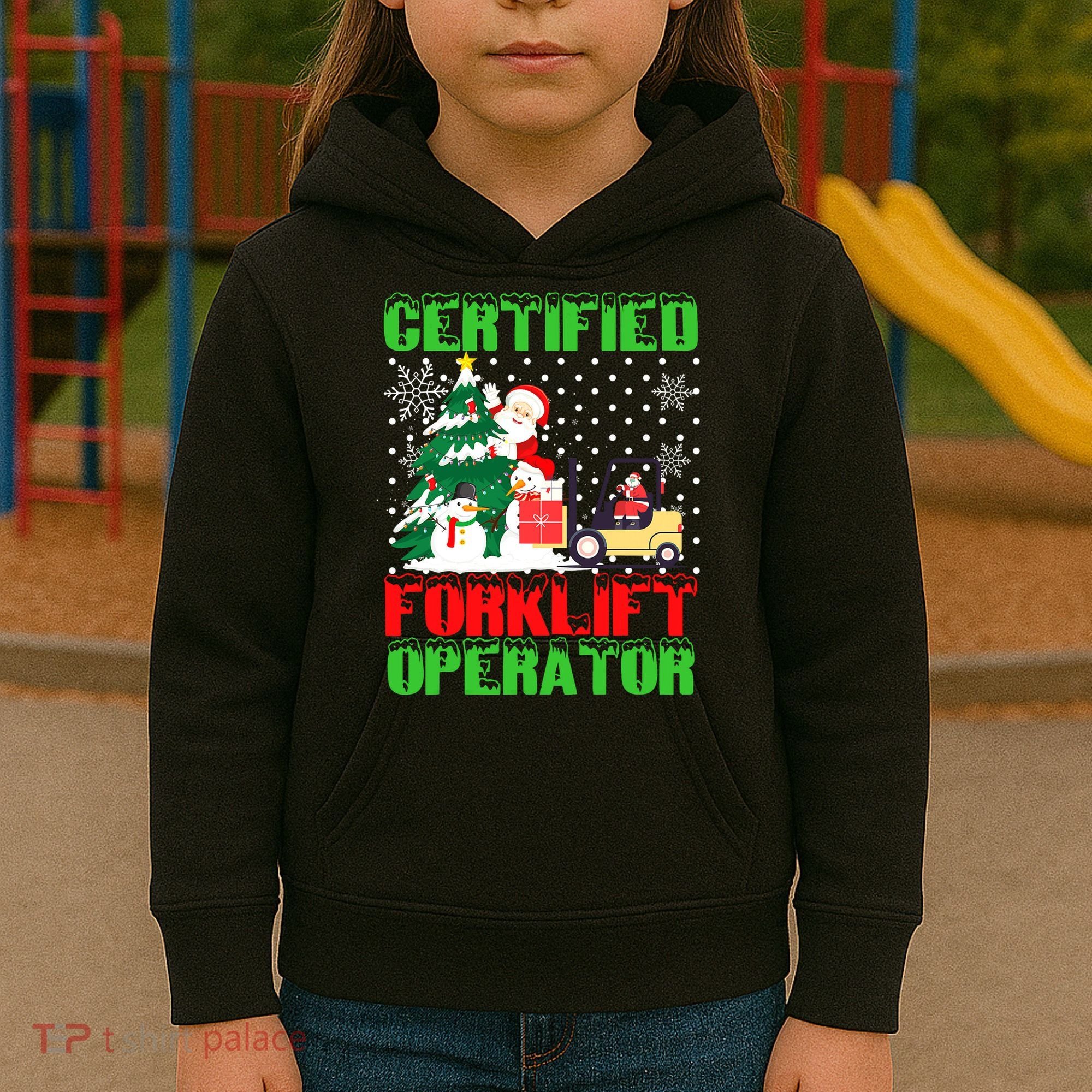 Certified Forklift Operator Christmas Pajamas Driver Xmas Kids Hoodie