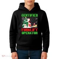 Certified Forklift Operator Christmas Pajamas Driver Xmas Kids Hoodie thumb 4