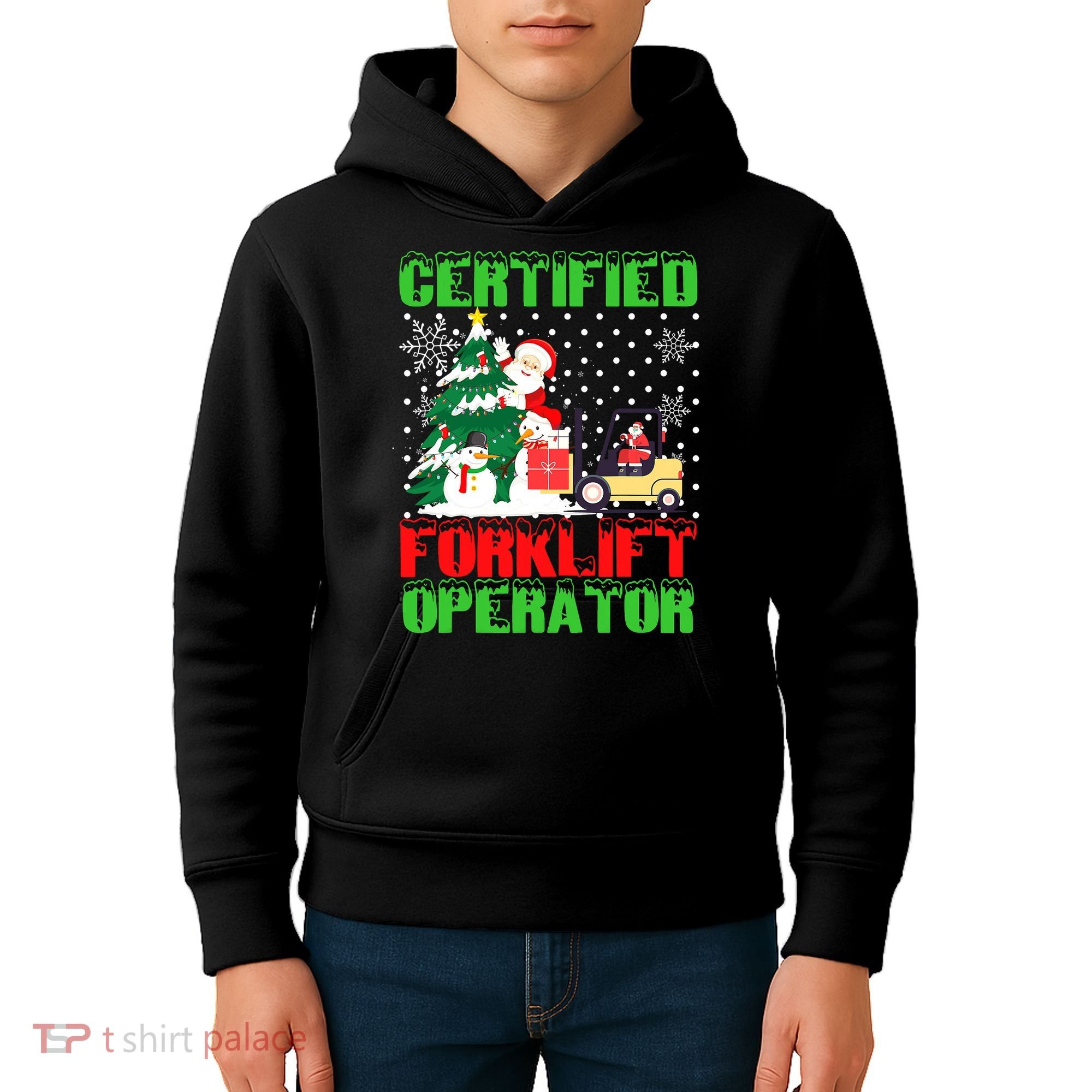 Certified Forklift Operator Christmas Pajamas Driver Xmas Kids Hoodie