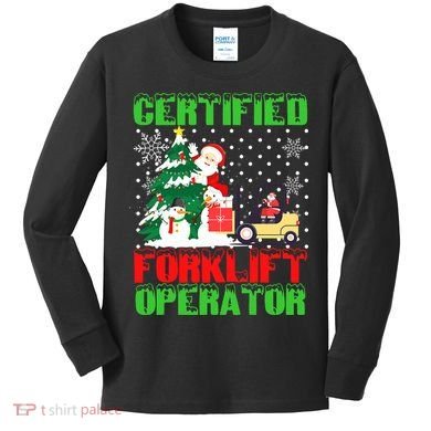 Certified Forklift Operator Christmas Pajamas Driver Xmas Kids Long Sleeve Shirt