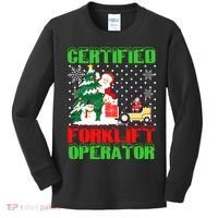 Certified Forklift Operator Christmas Pajamas Driver Xmas Kids Long Sleeve Shirt thumb 0