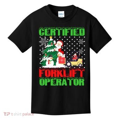Certified Forklift Operator Christmas Pajamas Driver Xmas Kids T-Shirt