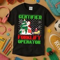 Certified Forklift Operator Christmas Pajamas Driver Xmas Kids T-Shirt thumb 3