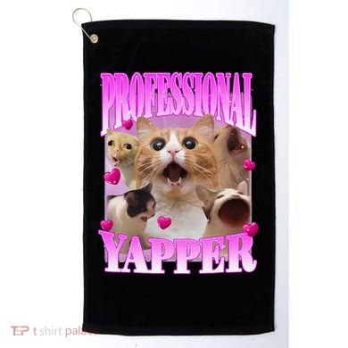 Cat Funny Oddly Specific Dank Meme Professional Yapper Golf Towel
