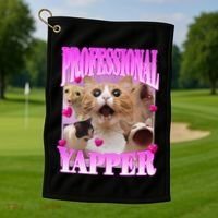 Cat Funny Oddly Specific Dank Meme Professional Yapper Golf Towel thumb 1