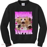Cat Funny Oddly Specific Dank Meme Professional Yapper Kids Sweatshirt thumb 0