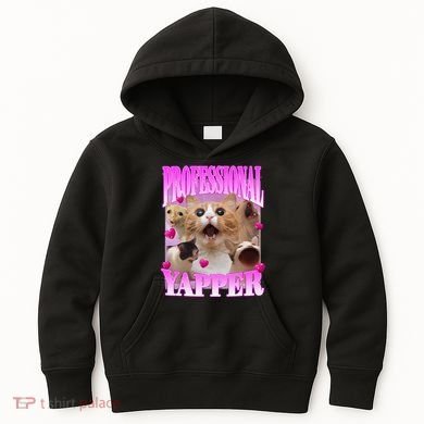 Cat Funny Oddly Specific Dank Meme Professional Yapper Kids Hoodie