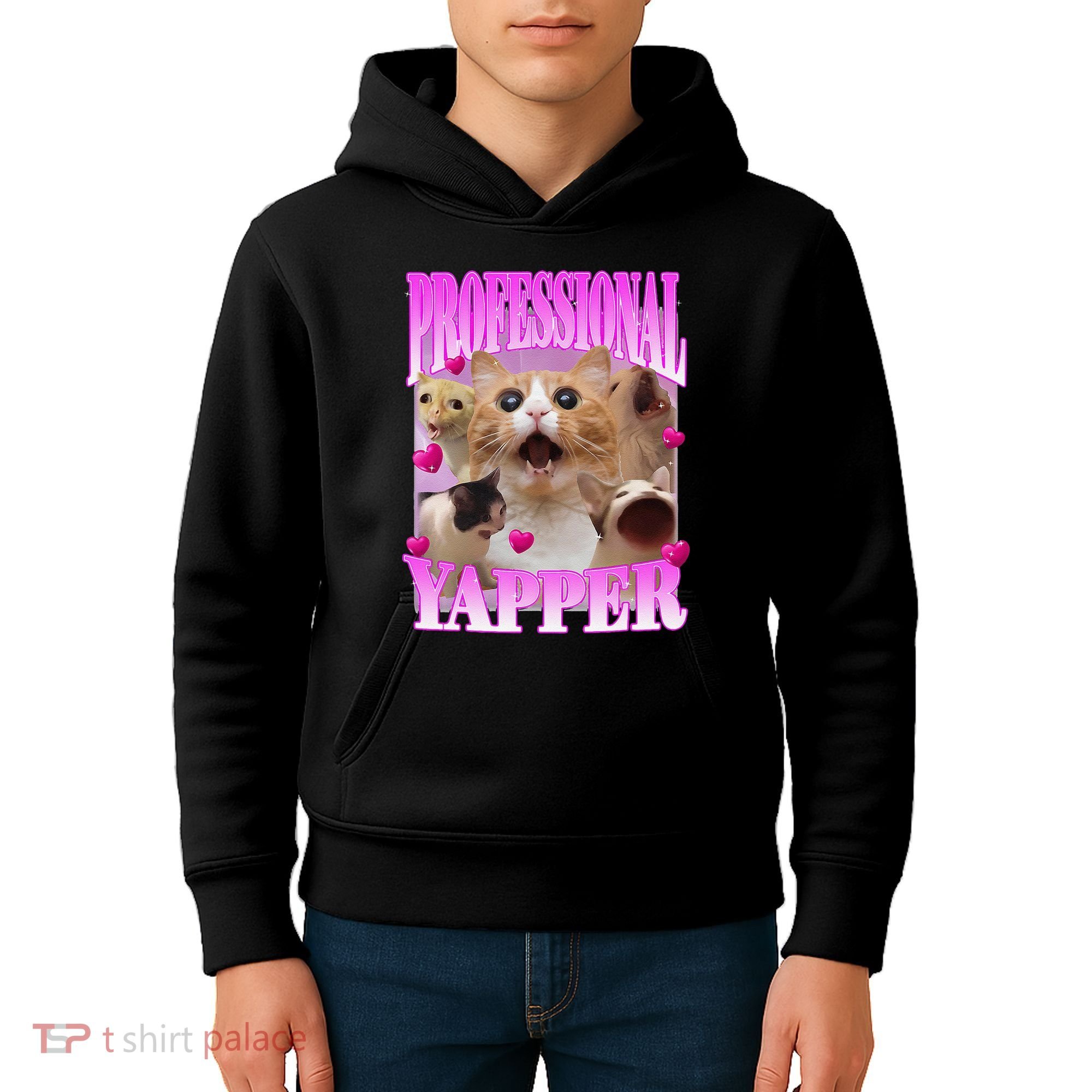 Cat Funny Oddly Specific Dank Meme Professional Yapper Kids Hoodie