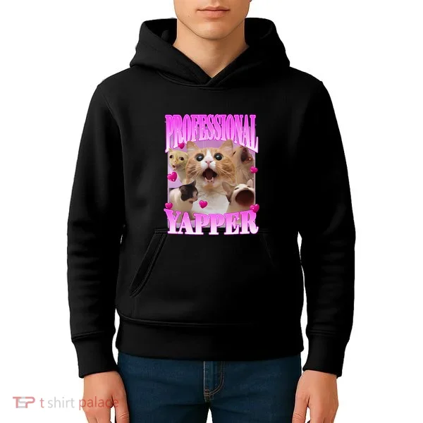 Cat Funny Oddly Specific Dank Meme Professional Yapper Kids Hoodie