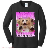 Cat Funny Oddly Specific Dank Meme Professional Yapper Kids Long Sleeve Shirt thumb 0