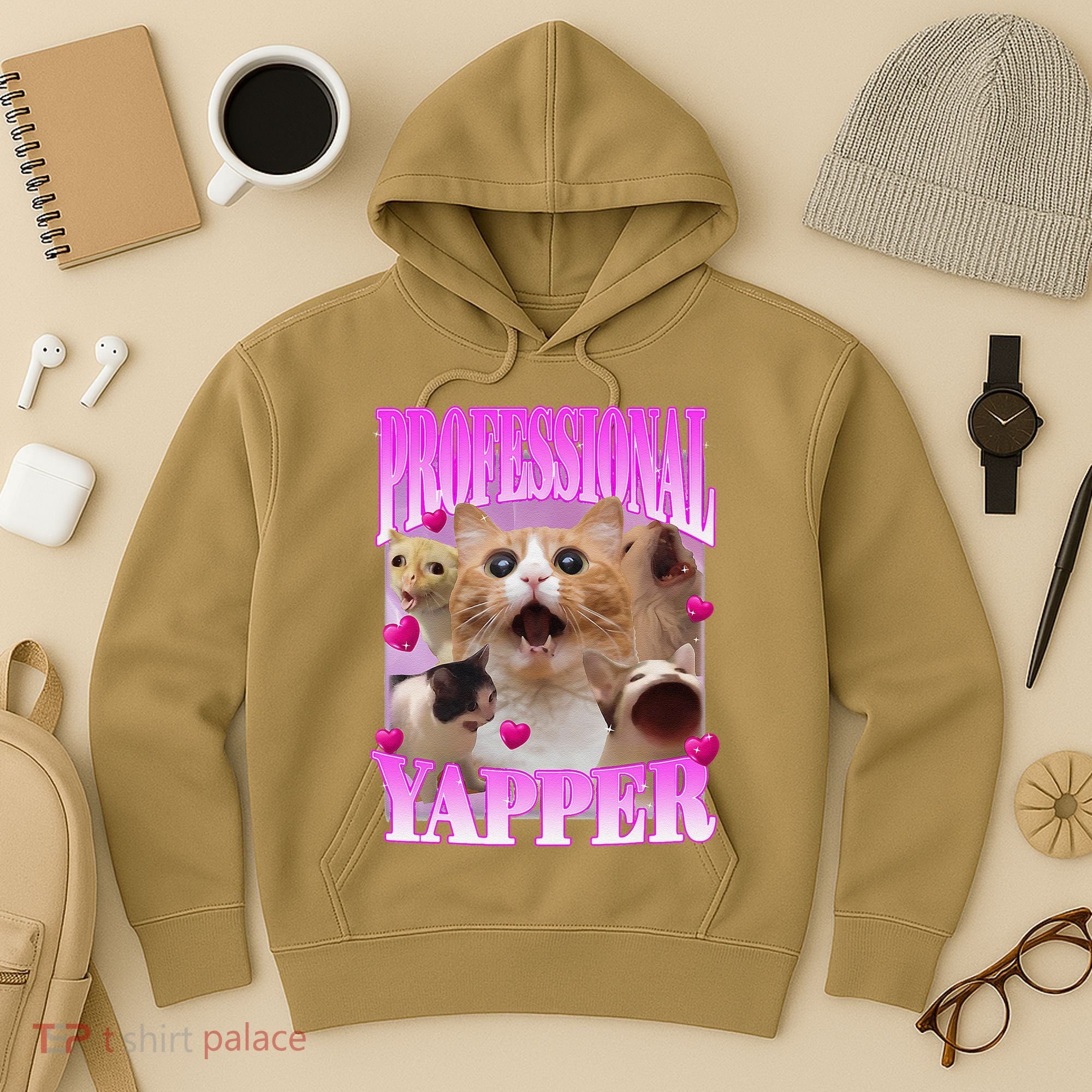 Cat Funny Oddly Specific Dank Meme Professional Yapper Hoodie