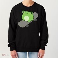 Cute Frog On Skateboard Kawaii Aesthetic Frog Women's Sweatshirt thumb 0