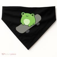 Cute Frog On Skateboard Kawaii Aesthetic Frog USA-Made Doggie Bandana thumb 0