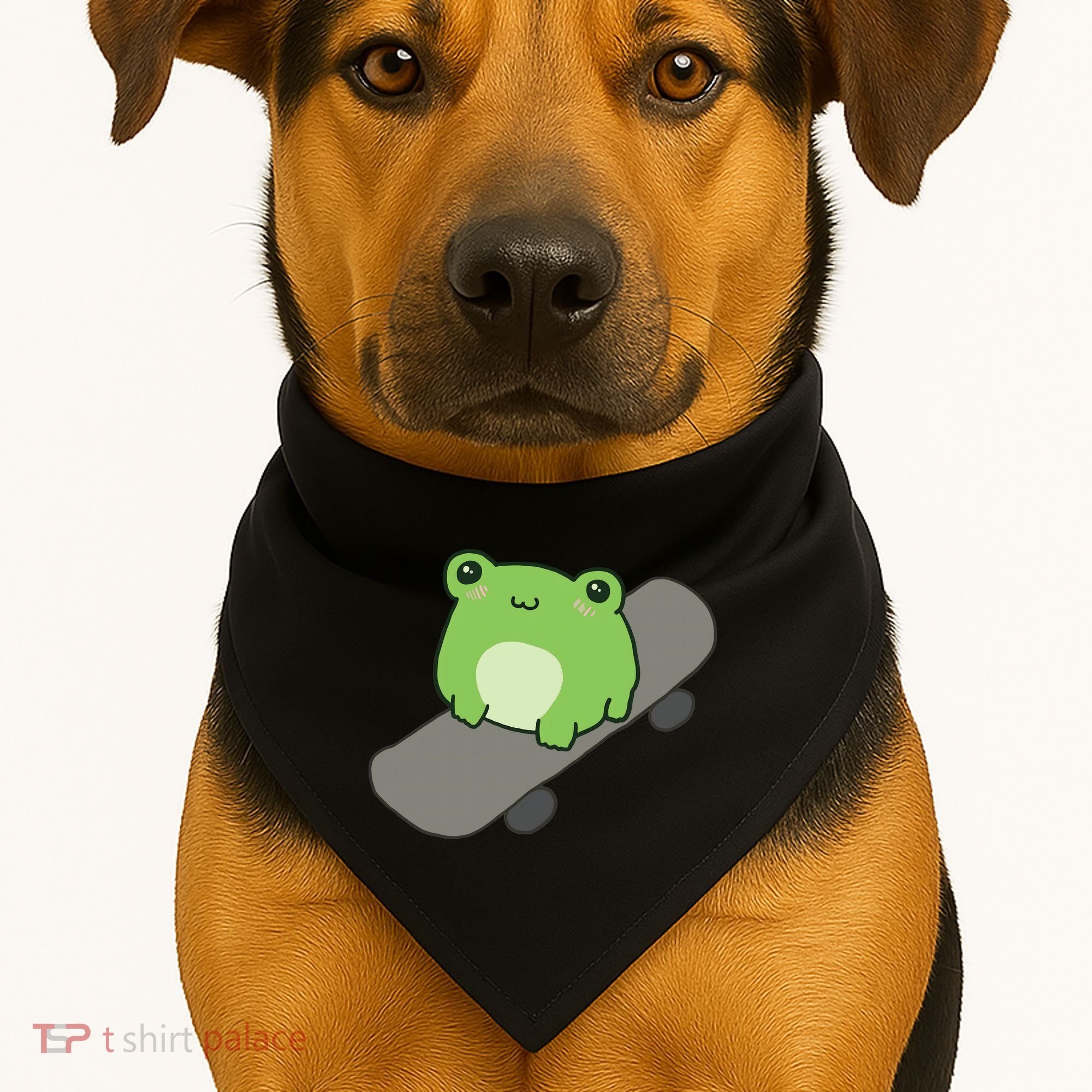Cute Frog On Skateboard Kawaii Aesthetic Frog USA-Made Doggie Bandana