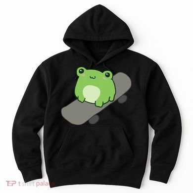Cute Frog On Skateboard Kawaii Aesthetic Frog Hoodie
