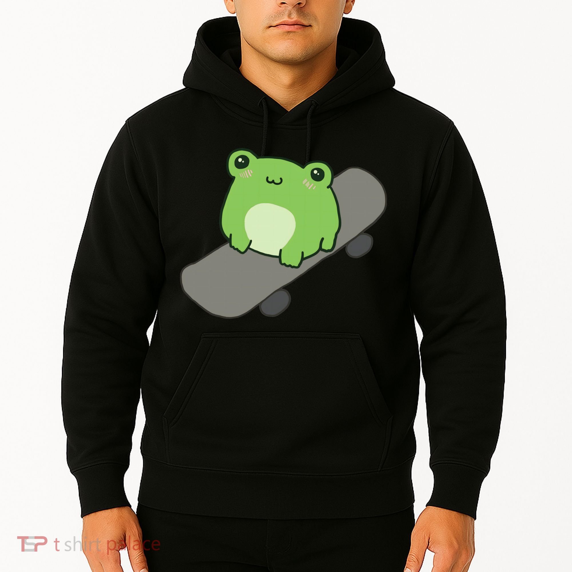 Cute Frog On Skateboard Kawaii Aesthetic Frog Hoodie