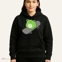 Cute Frog On Skateboard Kawaii Aesthetic Frog Hoodie thumb 5