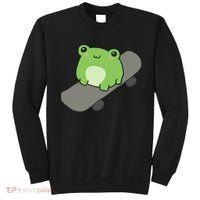 Cute Frog On Skateboard Kawaii Aesthetic Frog Sweatshirt thumb 0