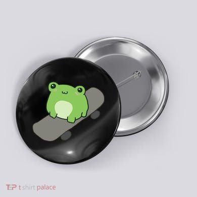 Cute Frog On Skateboard Kawaii Aesthetic Frog Button